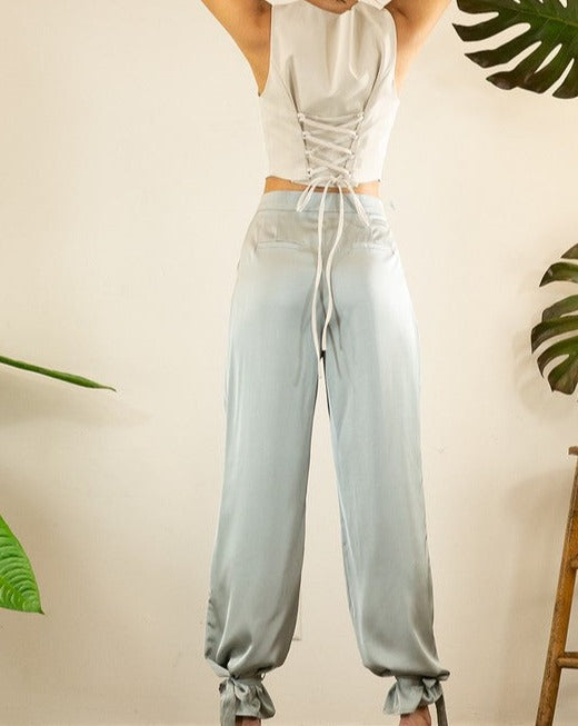 Tie Bottom Satin Pants